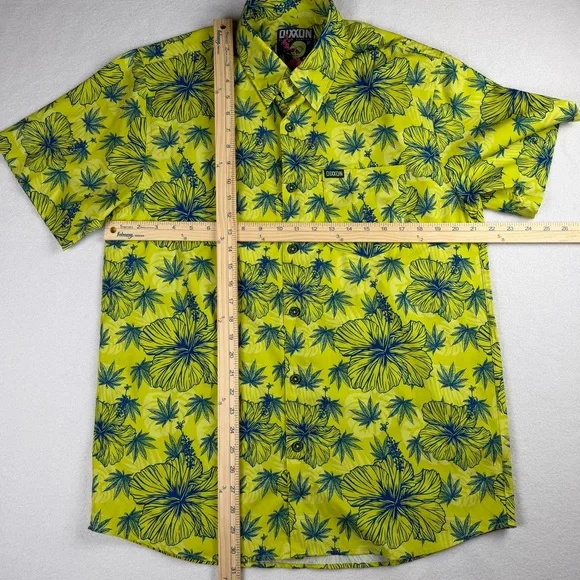 Dixxon Men's Maui Waui Short Sleeve Party‎ Shirt Hibiscus Green Medium - Picture 3 of 10